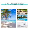 Outsunny 3 Pieces Sun Lounger Chair Set, Metal Frame Garden Outdoor Sunbathing Chair with Side Table and Armrest, Grey