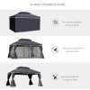 Outsunny 3 x 4m Aluminium Garden Gazebo, Marquee Canopy Shelter Pavilion Party Tent with Nets and Curtains for Garden and Deck, Black