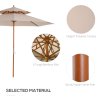 Outsunny 2.7 m Garden Parasol Umbrella, Double Tier Garden Umbrellas Outdoor Sun Umbrella Sunshade Bamboo Ribs, Beige