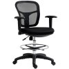 HOMCOM Drafting Chair with Adjustable Armrests, Ergonomic Mesh Office Chair with Lumbar Support, Adjustable Height and Footrest for Standing Desk, Black