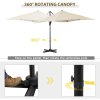 Outsunny 2.5 x 2.5m Patio Offset Parasol Umbrella Cantilever Hanging Aluminium Sun Shade Canopy Shelter 360 Rotation with Crank Handle and Cross Base, Cream White