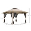 Outsunny 3.6 x 3.6m Pop Up Gazebo with Mesh Sides, UPF50+ Height Adjustable Party Tent Instant Event Shelter with Wheeled Carry Bag and Sand Bags for Garden, Patio, Beige