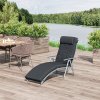 Outsunny Sun Lounger Steel Frame Outdoor Folding Chaise Texteline Lounge Chair Recliner with Headrest & 7 Levels Adjustable Backrest, Black