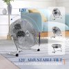 HOMCOM 16 Inches Chrome Metal Floor Fan, High Velocity 3-Speed Home Gym with Adjustable Head, Portable Desk & Table Fan Air Circulator for Home Office, Powerful Airflow, Quiet Operation