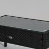 Outsunny 4 Pieces Rattan Garden Furniture Set, 4 Seater Garden Sofa Set with Loveseat, Armchairs and Glass Top Table, Wicker Conservatory Furniture with Cushions for Patio, Balcony, Black