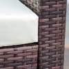 Outsunny 5 Pieces PE Rattan Garden Furniture Set with Cushions, Outdoor Corner Sofa, Patio Sectional Conversation Furniture Sets with Glass Top Coffee Table, Brown