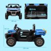 HOMCOM 2 Seater Kids Ride On Car with Electric Bucket, 12V Battery Powered Electric UTV with Shovel, Parental Remote, 4 Spring Suspension Wheels, Working Horn, Music - Blue