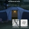 Outsunny 6-9 Man Large Tunnel Tent with 3 Bedroom, Living Area and Porch, 2000mm Waterproof Camping Tent, Portable with Bag, for Fishing Hiking Festival, Dark Grey