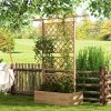 Outsunny Wood Planter with Trellis, Raised Garden Bed Privacy Screen Planter Box to Grow Vegetables, Herbs and Flowers for Garden, Patio, Deck, Natural
