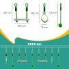 AIYAPLAY Zip Line for Kids Outdoor Adventures,7 Piece 10m Kids Slackline Kit with Wooden Monkey Bars, Metal Rings, Gripping Balls, Toddler Zip Line for Garden, Green