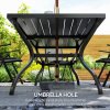 Outsunny 7 Pieces Garden Dining Set, 6 Seater Garden Furniture Set with Parasol Hole, Outdoor Dining Set with High Back Folding Chairs and Square Metal Top Table for Outdoor Patio, Grey