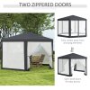 Outsunny 4M Hexagon Gazebo, Netting Party Tent, Patio Canopy Outdoor Event Shelter for Activities, Shade Resistant, Dark Grey