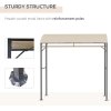 Outsunny 2.2 x 1.5 m BBQ Grill Gazebo Tent, Garden Grill with Metal Frame, Curved Canopy and 10 Hooks, Outdoor Sun Shade, Beige