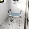 HOMCOM Portable Shower Stool, Non-Slip Shower Chair with Adjustable Height and EVA Cushion, Rust-Free Aluminium Bath Chair for Elderly, Disabled, Light Blue