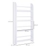 HOMCOM Hanging Wall File Holder, 4 Tier Desk Tidy Organiser, Paper Document Magazine Storage Rack with Wooden Baffles for Office Home, Accessories Supplies, White