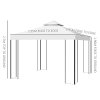 Outsunny 3 x 3m Outdoor Steel Gazebo with 2 Tier Roof, Garden Gazebo Patio Canopy Marquee Shelter with Decorative Steel Frame - Cream