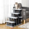 PawHut Pet Stairs, Cat Tree Climb Ladder with 4-step Stair, Scratching Posts, Platforms, Toy Ball, for Indoor Cats, Grey
