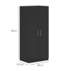 HOMCOM 2 Door Wardrobe for Bedroom, Double Wardrobe with Shelves and Hanging Rail, Modern Bedroom Furniture, Black