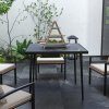 Outsunny Outdoor Dining Table for 4, Square Garden Table with Marble Effect Tempered Glass Top and Steel Frame for Balcony, Patio, 90cm x 90cm, Black