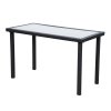 Outsunny 2 Seater Rattan Cube Garden Furniture Set, Rattan Dining Set with Cushions, Outdoor Dining Table and Chairs with 2 Armchairs, 2 Stools, Rectangular Glass Top Table for Patio, Balcony
