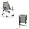 Outsunny Set of 2 Patio Folding Chair Set, Garden Portable Outdoor Chairs with Armrest and Breathable Mesh Fabric Seat and Backrest, for Camping, Beach, Deck, Lawn, Grey