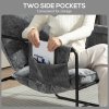 HOMCOM Modern Accent Chair, Chenille Armchair with Side Pockets and Steel Frame, Upholstered Reading Chair for Bedroom, Living Room, Grey