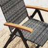 Outsunny Outdoor Folding Dining Chair, PE Rattan Chair with Armrests, High Backrest, for Garden, Camping, Balcony, Porch, Mixed-grey