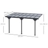 Outsunny Outdoor Patio Wall-mounted 4.35 x 3(m) Gazebo Pergola, Aluminum Post, PC Roof