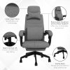 Vinsetto Office Chair, Ergonomic Desk Chair, High Back Fabric Work Chair with 160° Reclining Backrest, Retractable Footrest, Neck and Lumbar Pillow for Home and Study, Dark Grey