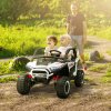 AIYAPLAY 2 Seater Ride on Truck, 24V 7AH Battery Powered Electric Ride On Car with Parental Remote Control, Spring Suspension, 3 Speeds, LED Lights, MP3, Horn, Music, White