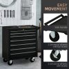 DURHAND 7-Drawer Rolling Tool Chest on Wheels, Lockable Tool Cabinet with Side Handle, Metal Tool Box Trolley for Garage, Workshop, Matte Black