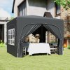 Outsunny 3 x 3(m) Pop Up Gazebo with Sides and Carry Bag, UPF50+, Height Adjustable Party Tent Instant Event Shelter for Garden, Outdoor, Patio, Black