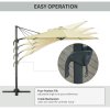Outsunny 3(m) Cantilever Roma Parasol Patio Sun Umbrella with Crank & Tilt LED Solar Light Cross Base 360 Rotating Outdoor, Beige