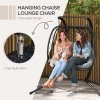Outsunny Outdoor PE Rattan 2 Seaters Swing Chair with Thick Padded Cushion, Patio Hanging Egg Chair with Metal Stand, Headrest, for Indoor and Outdoor, Black