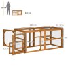 PawHut Wooden Chicken Run Hen Coop House Combinable Design w/ Perches, Doors, for 2-4 Chickens, 140 x 61 x 63.5cm - Natural Wood Tone