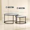 HOMCOM Nest of Tables, Round Coffee Table Set of 2,  Coffee Tables with Steel Frame for Living Room, Marble Grey
