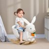 HOMCOM Kids Rocking Horse, Plush Rabbit-Shaped Baby Rocking Animal w/ Carrot Toy, Safety Harness, Realistic Sounds, Foot Pedals, for Toddlers Aged 18-36 Months - White