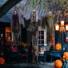 HOMCOM Life Size Hanging Skeleton Halloween Decorations, Set of 3 Scary Flying Ghost with Adjustable Arms for Haunted House, Garden, Party, 90/110/170cm