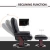 HOMCOM Recliner Chair With footstool, Recliner Armchair up to 130kg Weight Capacity, 135 Reclining Swivel Sofa Chair, PU Leather Ergonomic Couch Bed with Swivel Wood Base for Living Room, Black