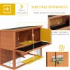 PawHut Rabbit Hutch Guinea Pig Hutch Wooden with No-Leak Tray, Asphalt Roof, Antiseptic Wood Outdoor for 1-2 Rabbits 120 x 50 x 92cm - Orange
