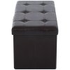 HOMCOM Folding Faux Leather Storage Cube Ottoman Bench Seat PU Rectangular Footrest Stool Box 