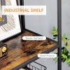 HOMCOM 6 Tier Bookcase, Industrial Display Shelf, Standing Storage Shelf, 34x83x180cm for Study, Office, Living Room, Bedroom, Rustic Brown and Black