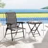Outsunny 3 Pieces Garden Bistro Set, Folding Table and Chairs Set, Metal Garden Furniture Set with Cup Holders for Outdoor, Patio, Balcony, Dark Grey
