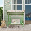 AIYAPLAY Kids Garden Swing Seat, Outdoor Swing Chair with Adjustable Canopy, Safety Belt, 2 Seater Hammock Swing Bench for Patio, Porch, Garden, Green