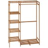 HOMCOM Bamboo Clothes Rail for Bedroom, Garment Rack with 6-Tier Storage Shelf and Hanging Rod, Clothes Rack for Living Room, Entryway, Natural Wood Effect