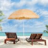Outsunny 1.6m Garden Hawaii Parasol, Patio Beach Sun Umbrella Sunshade Hawaiian Folding Tilting Crank Parasol (Wheat)