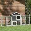 PawHut Large Chicken Coop with Run Garden Hen House Poultry Coops Cages with Nesting Box Wooden 204 x 85 x 93cm, Grey