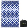 Outsunny Reversible Outdoor Rug with Carry Bag, Waterproof Plastic Straw Mat for Garden, Deck, RV, Picnic, Beach, Camping, 182 x 274cm, Blue and White