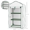 Outsunny 3 Tier Mini Greenhouse with Reinforced PE Cover, Portable Indoor Outdoor Greenhouse with Roll-up Door and Wire Shelves, 127H x 59W x 39D cm, White