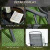 Outsunny Garden Bistro Set, 3 Pieces Table and Chairs Set, Outdoor Garden Furniture with Foldable Breathable Mesh Fabric Armchairs & Glass Top Coffee Table, Dark Grey